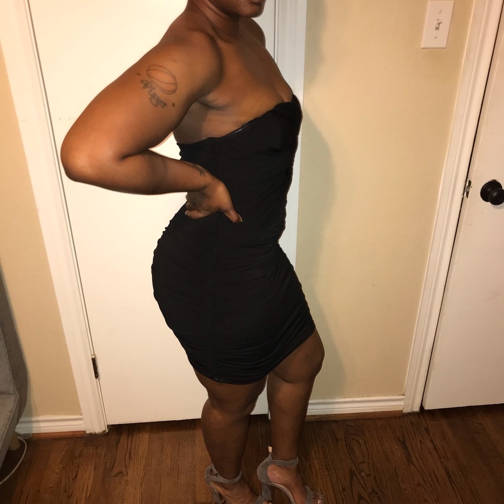 BCX Black Runched Basket-Weaved Dress - Picture 2 of 5